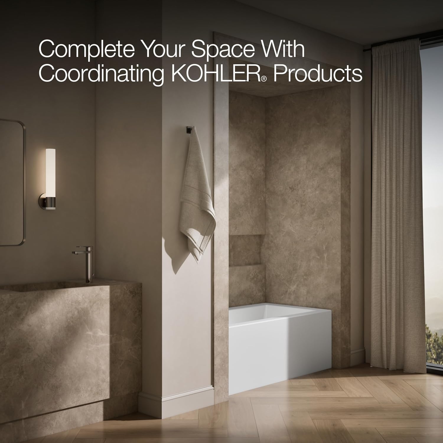 Kohler K-20202-LA Underscore 60' Soaking Bathtub for Three Wall Alcove Installation with Left Drain and 68 Gallon Water Capacity - White