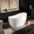 WOODBRIDGE 54' Acrylic Freestanding Bathtub Contemporary Soaking White Tub with Chrome Overflow and Drain，BTA1507 -C-Drain &O