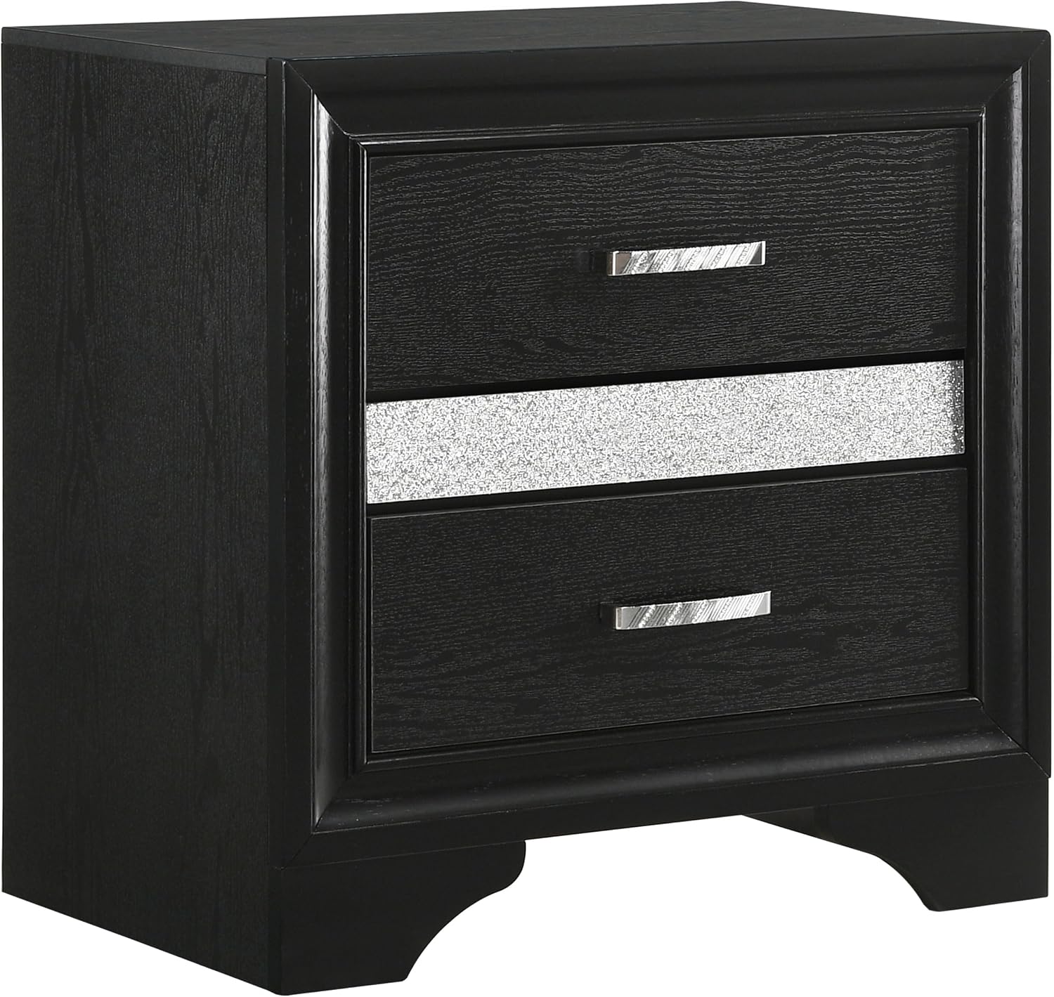 Coaster Home Furnishings Miranda Contemporary 4-Piece Bedroom Set Fabric Upholstered Queen Size Panel Bed Frame 54-inch Headboard Black 206360Q-S4