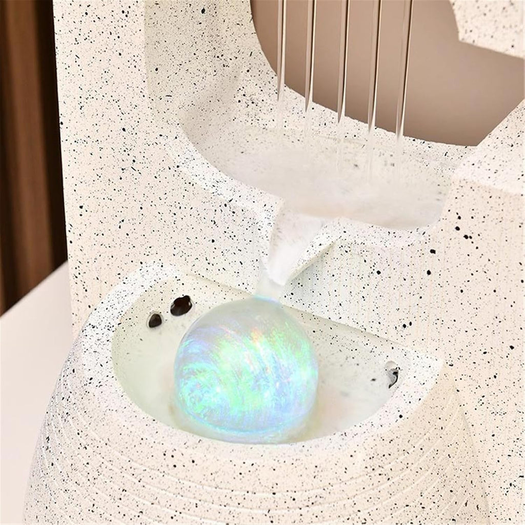 Tabletop Minimalist Tabletop Fountain Water Features Indoor Waterfall Fountains for Home Office Decoration Decor(Beige)
