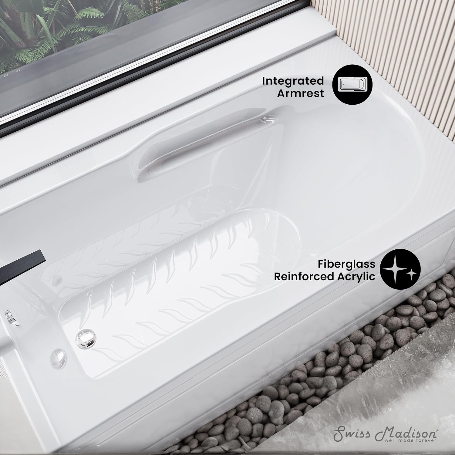 Concorde 60' x 30' Left-Hand Drain Alcove Bathtub with Apron and Armrest