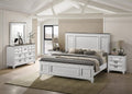 Clelane Wood Bedroom Set with Shiplap Panel King Bed, Dresser, Mirror, and Two Nightstands in Weathered White and Dark Gray