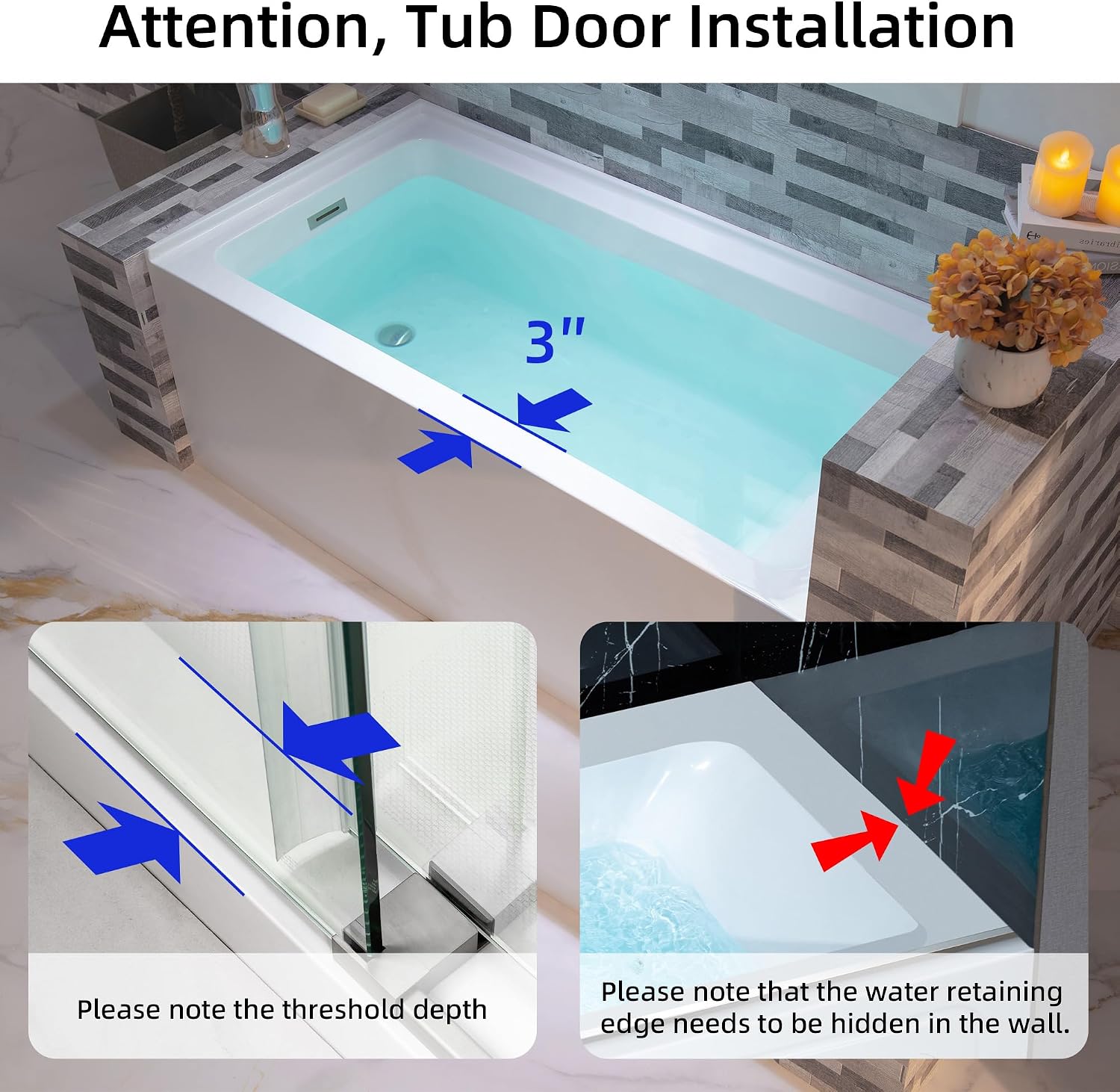 WOODBRIDGE 60' Acrylic Rectangular Alcove Soaking Bathtub in White with Left Drain, Brushed Nickel pop-up Drain Included, LB428-L