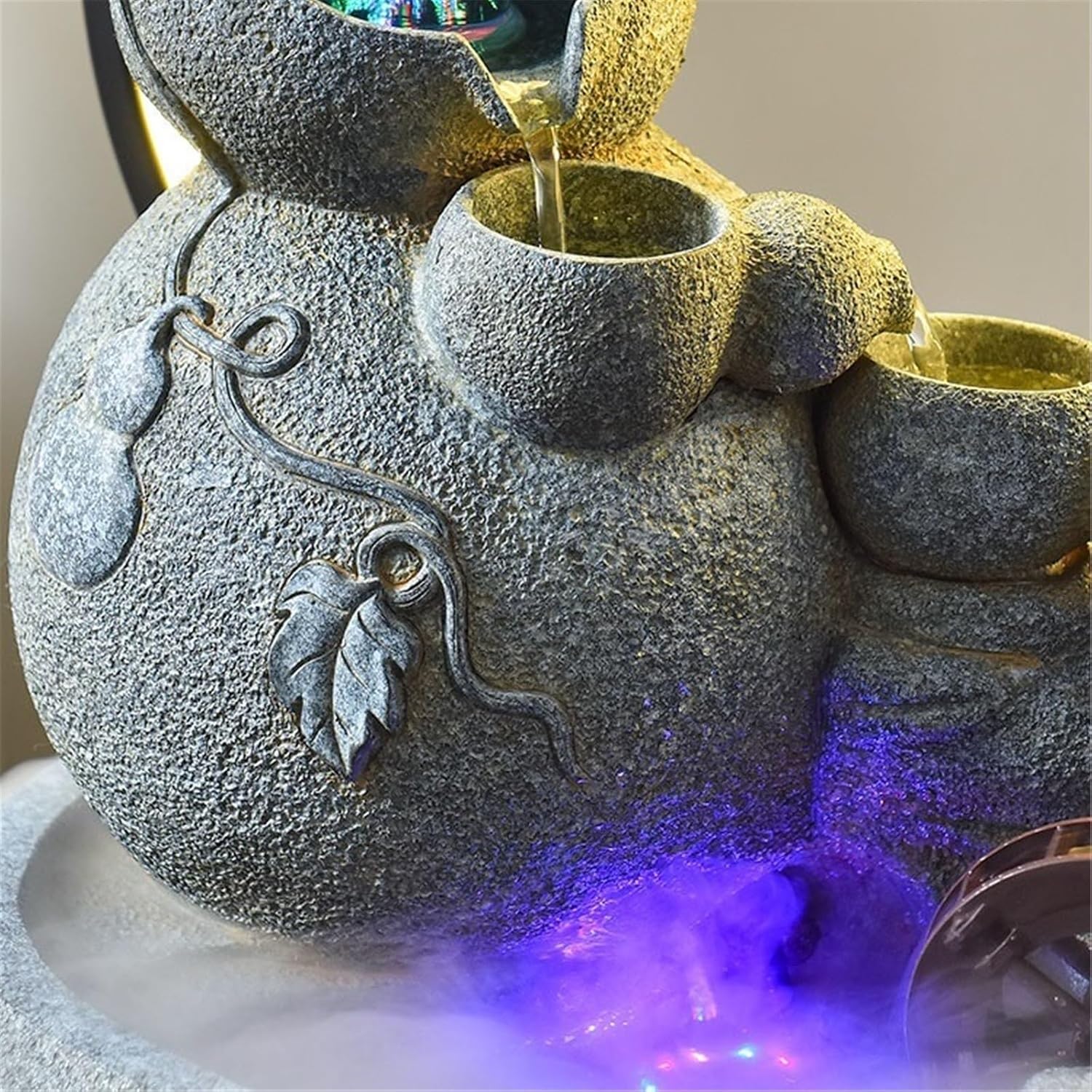 Tabletop Fountain Water Feature Small Waterfall Fountains, Desktop for Meditation Relaxation Decor(Brown)