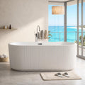 67' Acrylic Freestanding Soaking Bathtub, Deep Ergonomic Design with Lumbar Support, Integrated Overflow Drain, Non-Slip Base,cUPC Certified Modern Bathroom Tub, Easy Installation for Bathroom