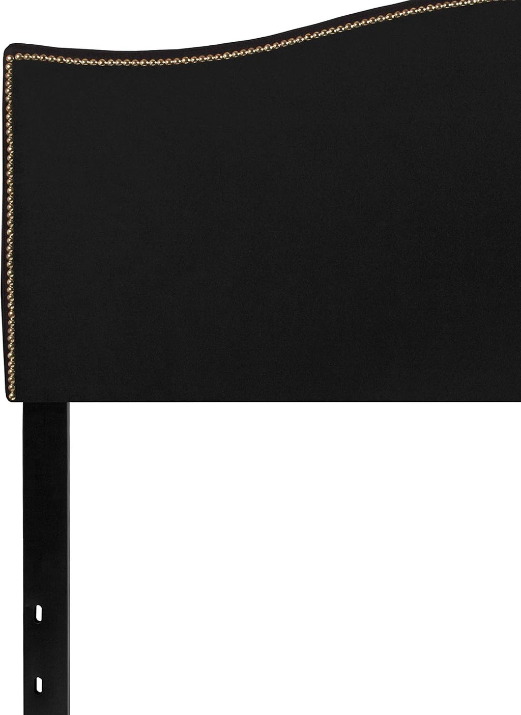 Flash Furniture Lexington Upholstered Queen Size Headboard with Accent Nail Trim in Black Fabric