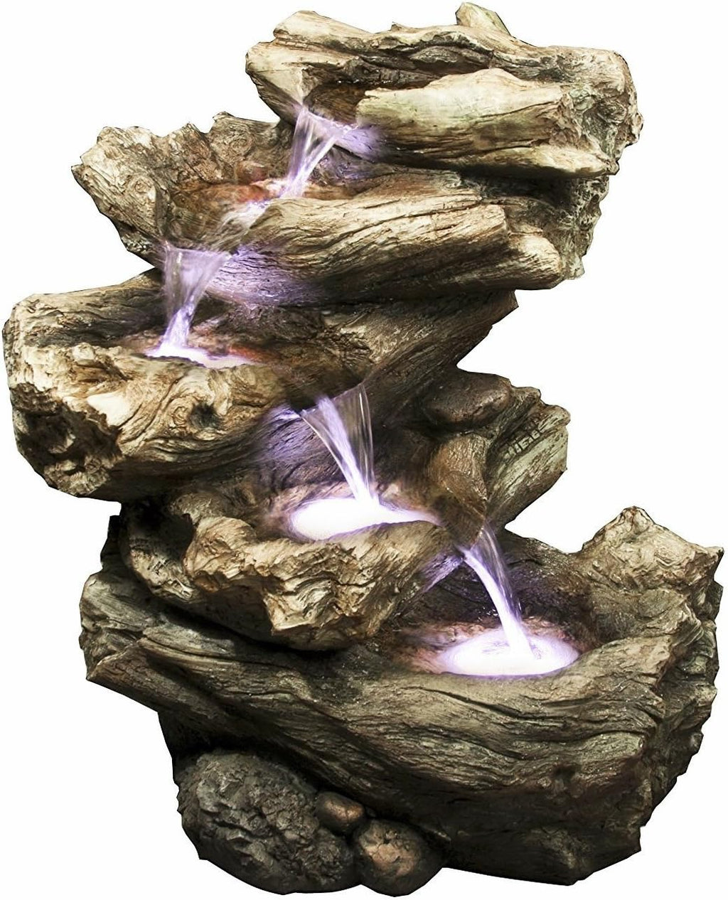 22' Harmony Fountains Log Indoor/Outdoor Garden Fountain w/LED Lights (Meadow)