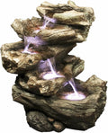 22' Harmony Fountains Log Indoor/Outdoor Garden Fountain w/LED Lights (Meadow)