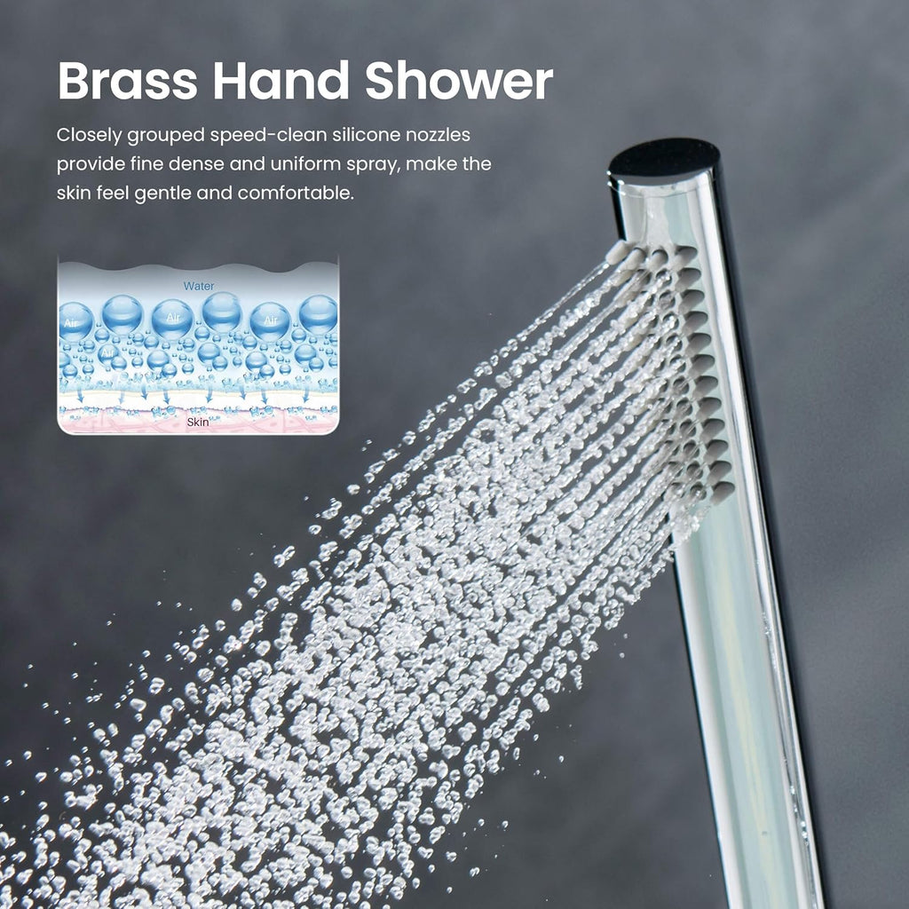 KIBI Circular Thermostatic Shower System with Valve, 2-Function Wall Mounted Shower Faucet Set – Solid Brass Bathroom Shower Trim Kit with Temperature Control, Chrome Finish (KSF410)