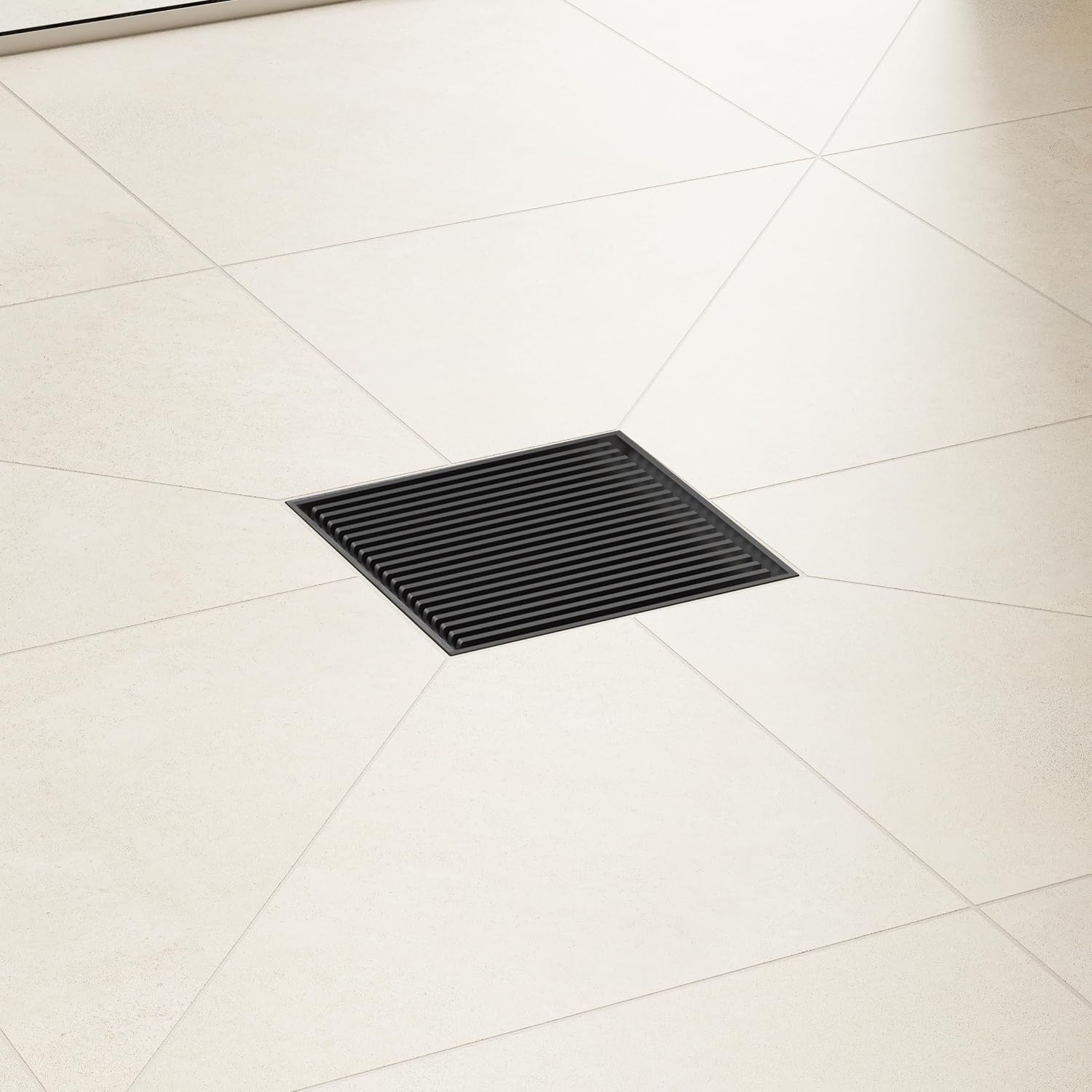 hansgrohe RainDrain Brilliance Square Shower Drain Set with Rough and Height Adjustable Frame in Brushed Stainless Steel, Stainless Steel Shower Floor Drain , 4x4 in.