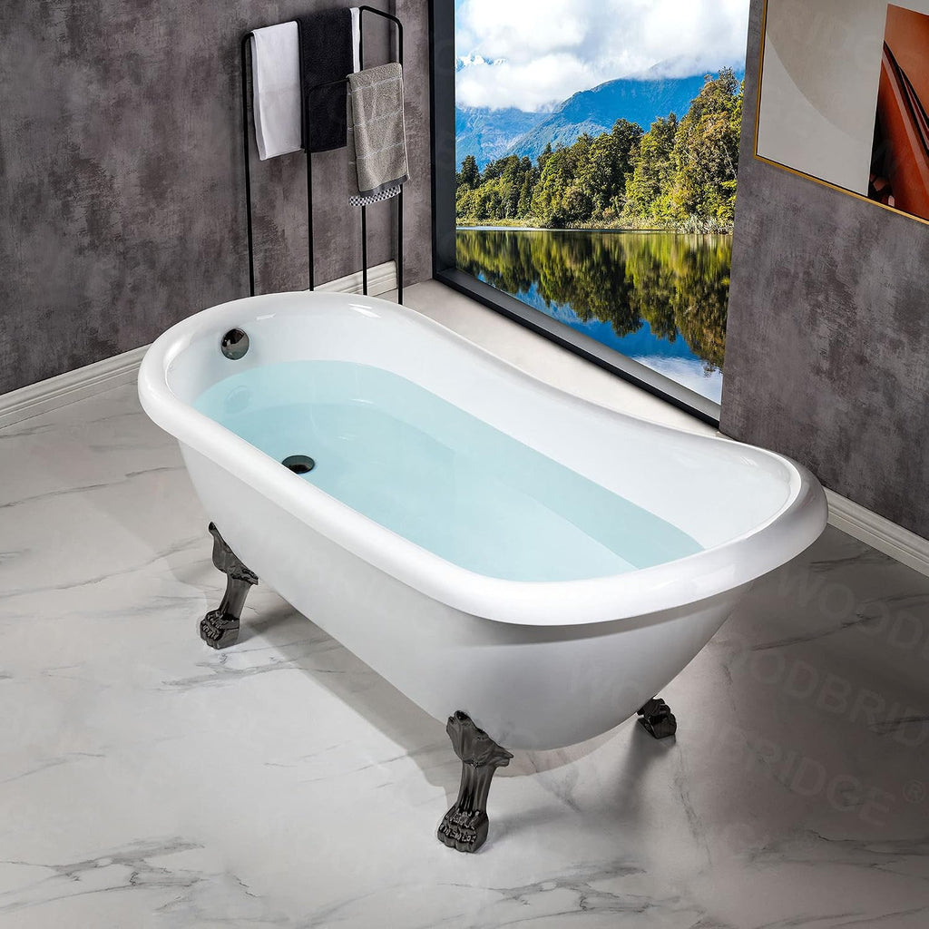 WOODBRIDGE B0023-ORB-Feet+ORB-Drain Bathtub, Oil-Rubbed Bronze