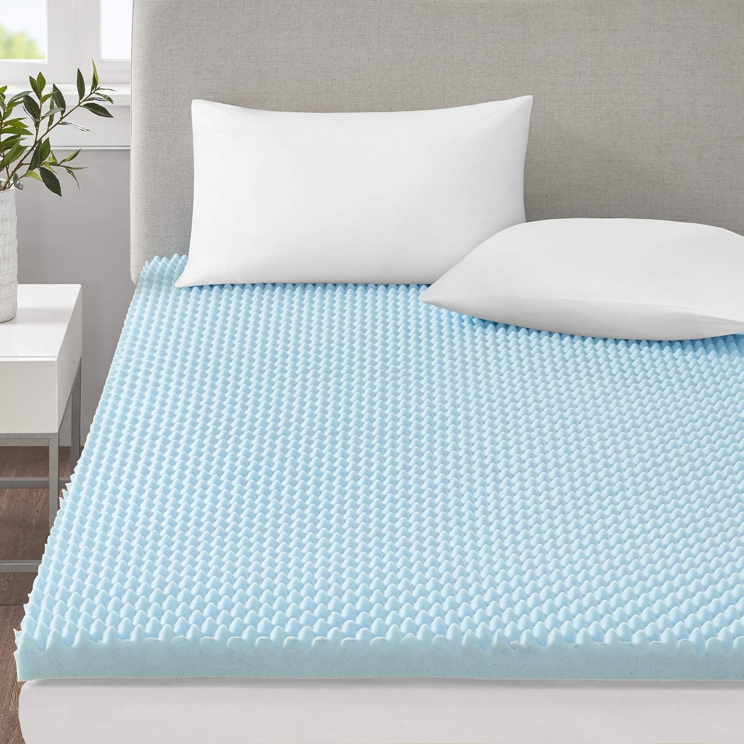 Sleep Philosophy Gel Infused Memory Foam Mattress Topper Luxurious, All Season Enhanced Bed Support, Cal King, 3' Thick, Without Cover Blue