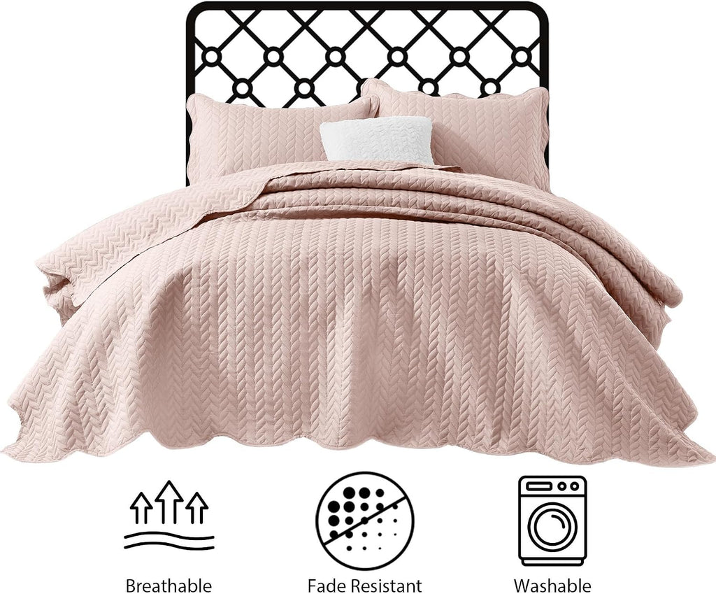 IR Imperial Rooms 8 Pack Quilt King Size Bedding (106' x 96') - Bulk Wholesale for Hotels, Guest Bedroom & Airbnbs - Lightweight Microfiber Reversible Embossed Quilts Bedspread (Peach)