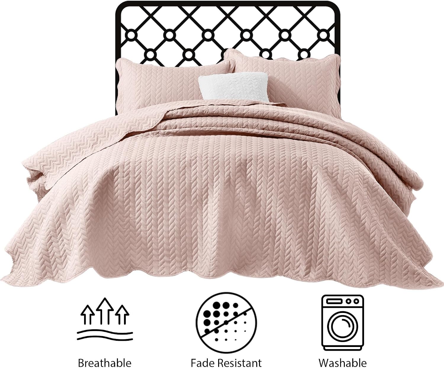 IR Imperial Rooms 8 Pack Quilt King Size Bedding (106' x 96') - Bulk Wholesale for Hotels, Guest Bedroom & Airbnbs - Lightweight Microfiber Reversible Embossed Quilts Bedspread (Peach)