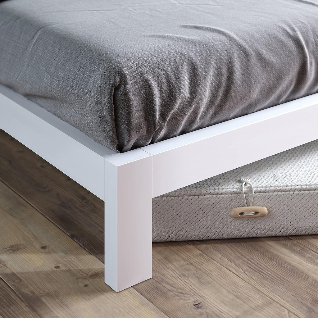 Zinus Arnav Metal Platform Bed Frame, Wood Slat Support, No Box Spring Needed, Easy Assembly, White, Full