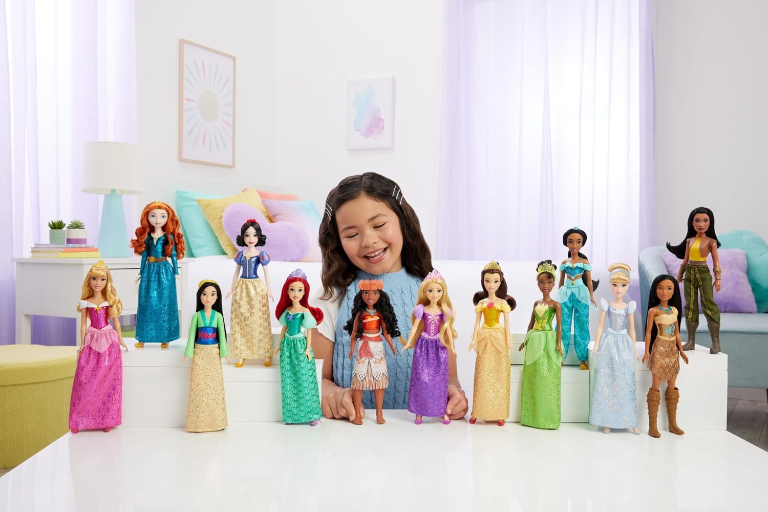 Mattel Disney Princess Ultimate Princess Collection with 13 Fashion Dolls in Sparkling Clothing & Accessories, Poseable, Inspired by Movies