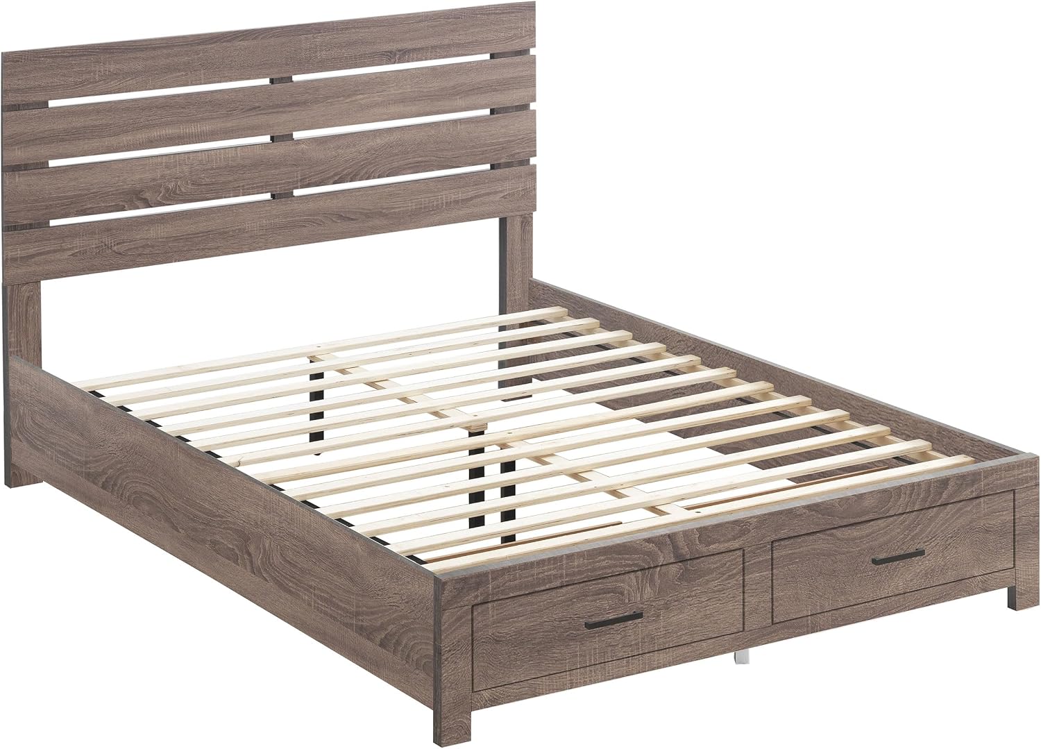Coaster Home Furnishings Brantford Farmhouse 4-Piece Bedroom Set Queen Size Storage Panel Bed Frame 49-inch Headboard Barrel Oak 207040Q-S4