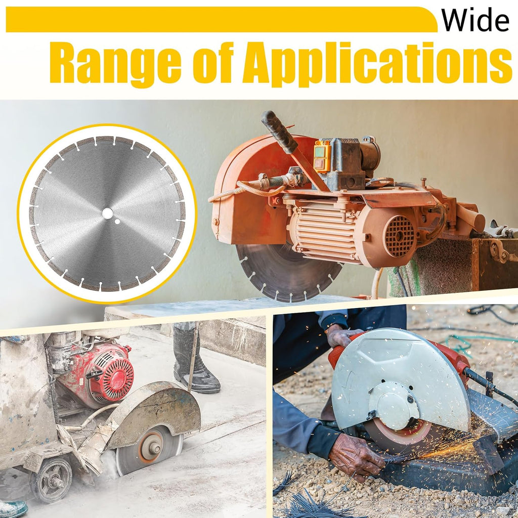 5 Pcs 14 Inch Diamond Concrete Saw Blade, 14 Inch Masonry Blade with 12 mm Arbor Dry or Wet Concrete Saw Cutting General Purpose Segmented High Speed for Brick Stone Block Marble Granite