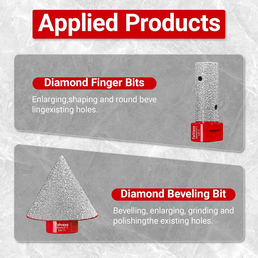 Tile Hole Saw Kit, Tolvaxo 11Pcs Brazing Diamond Hole Saw Kit for Porcelain Tile, Granite, Marble, Ceramic and More Drilling