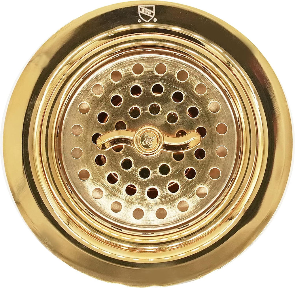 Westbrass CO2175-01 Combo Pack 3-1/2' Wing Nut Twist Style Large Kitchen Sink Basket Strainer and Waste Disposal Drain Flange with Stopper, Polished Brass