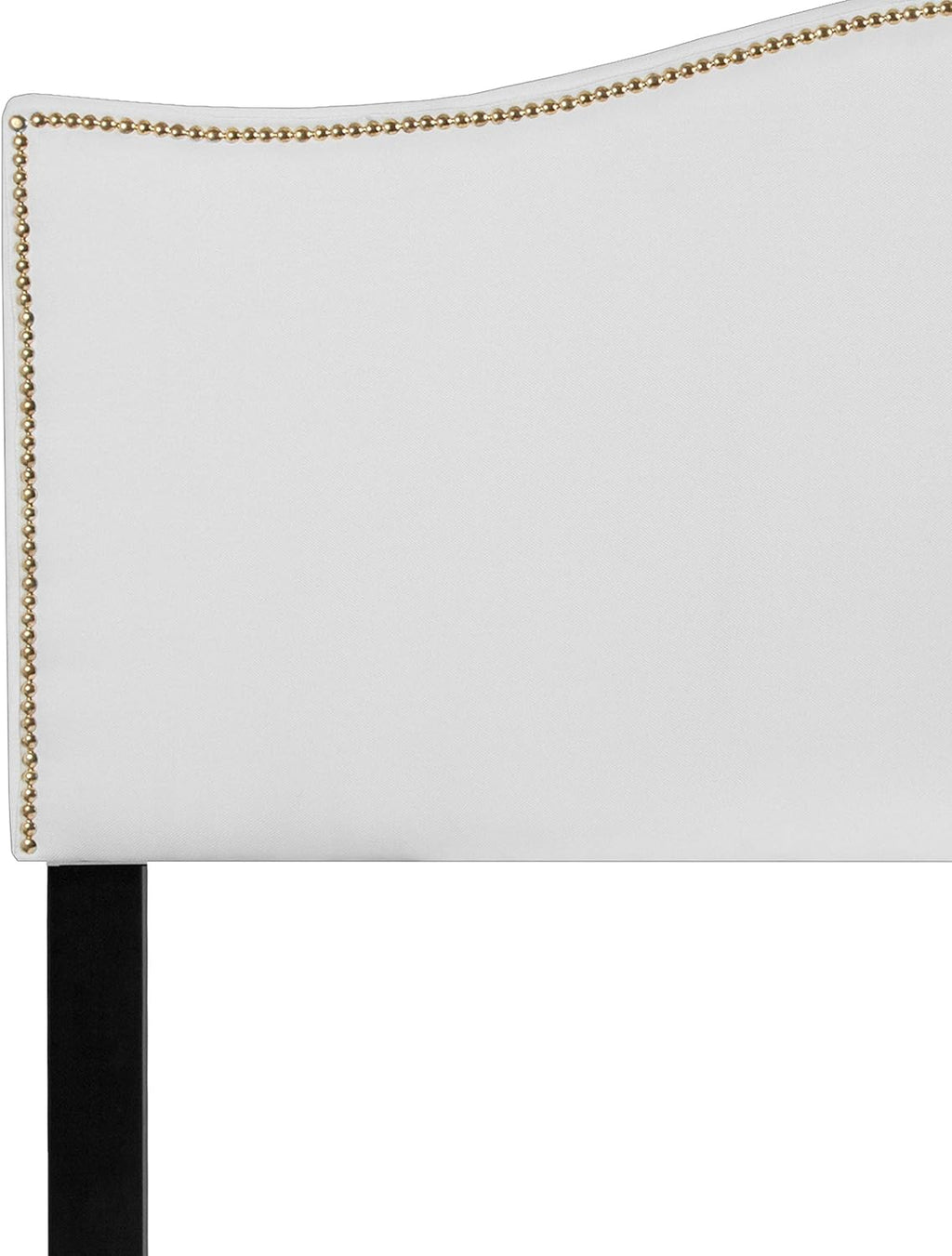 Flash Furniture Lexington Upholstered Queen Size Headboard with Accent Nail Trim in White Fabric