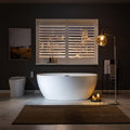 WOODBRIDGE 59' Acrylic Freestanding Bathtub Contemporary Soaking White Tub with Matte Black Overflow and Drain，BTA1518 -MB-Drain &O