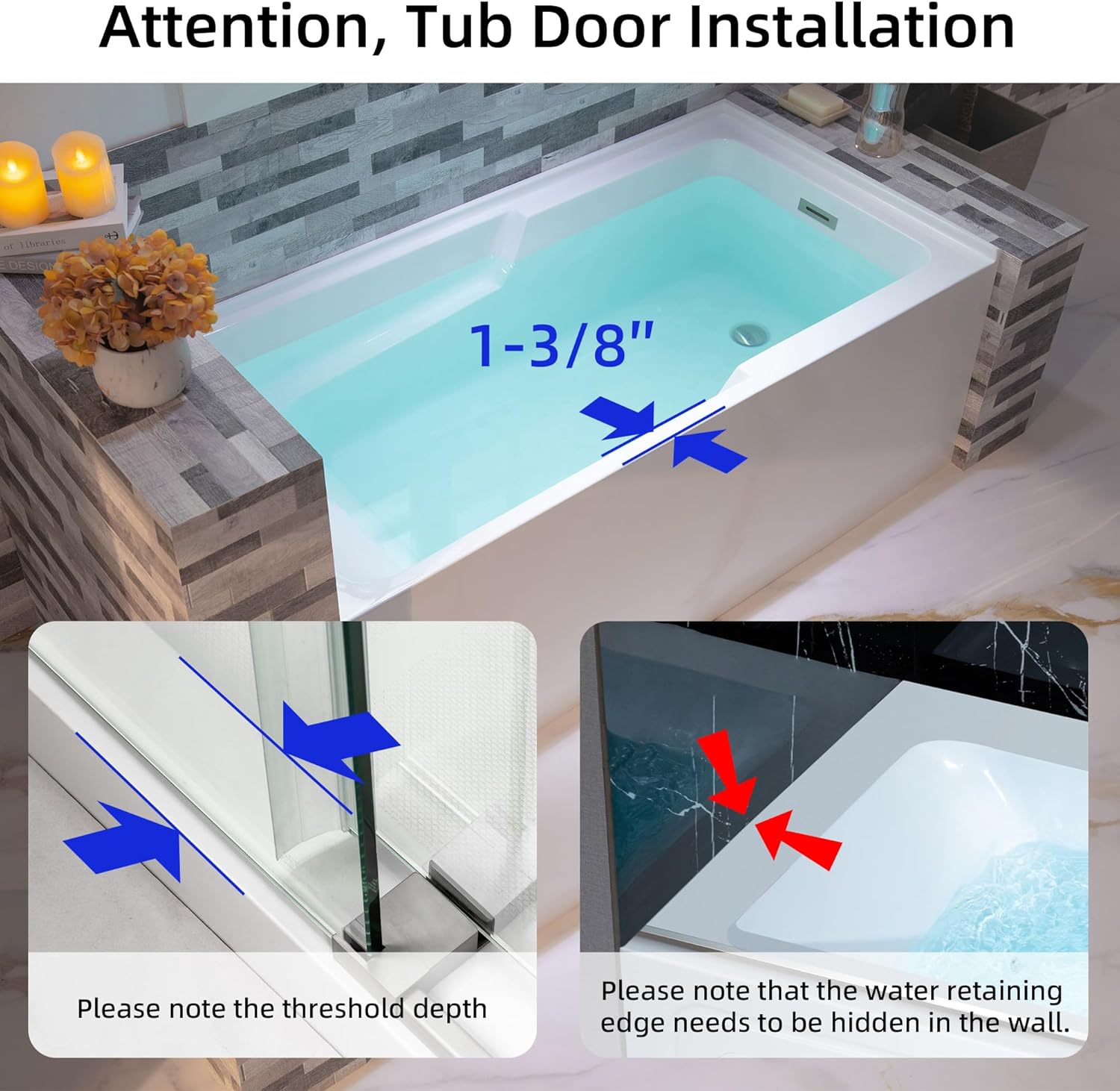 WOODBRIDGE 60' Acrylic Rectangular Alcove Soaking Bathtub in White with Right Drain, Brushed Nickel Pop-Up Drain Included BA6030R