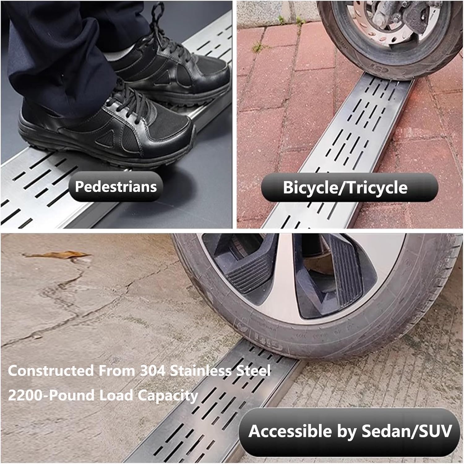 2PCS Narrow Channel Drain Grate, 304 Stainless Steel Trench Drain System with Grate, Outdoor Shallow Channel Drainage Kit for Yard, Patio, Driveway Garage (39.4' Lx3.94 Wx1.97 H)
