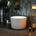 WOODBRIDGE 41' Acrylic Freestanding Round Contemporary Soaking Tub with Pre-molded Seat and Chrome Overflow and Drain Option, White