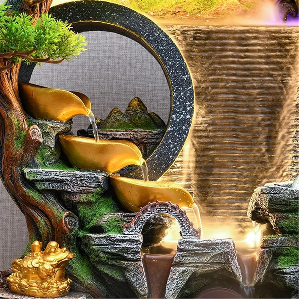 Tabletop Chinese Rockery Curtain Wall Water Ornaments Tabletop Fountain for Home Office Decoration Decor
