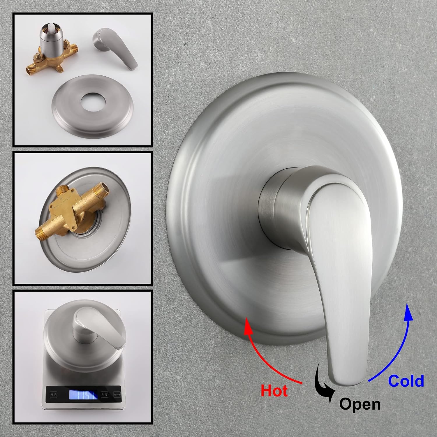 Wall Mounted Shower Faucet Set, Shower Fixtures Shower Mixer, Single Function Shower Trim Kit Pressure Balancing Shower System with Single Spray Detachable Clean Shower Head,Brushed