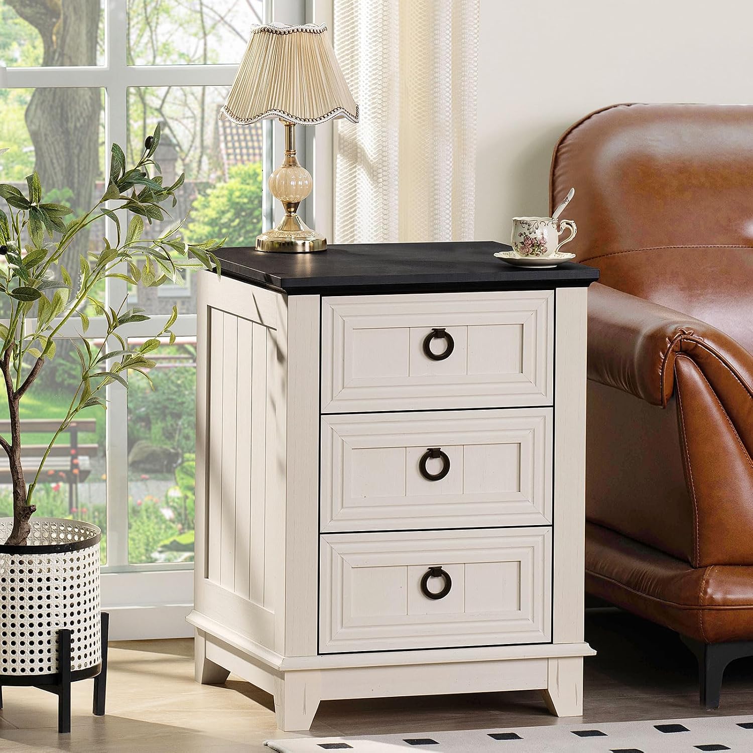 Joaxswe Farmhouse Dresser and Nightstand Sets 3 Piece, Nightstands Set of 2 and 6 Drawers Dressers for Bedroom, 54' Wide Dresser and 18' Inch Night Stand Set for Bedroom, Living Room, Hallway