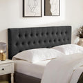 Huatean Home Tufted Upholstered Headboard Queen Size, Solid Wood Head Board with Durable Metal Legs, Adjustable Height Bed headboard from 37' to 51' Fabric Headboard in Modern Button Design (Black)