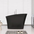 SJ STAR&JANE 51' Solid Surface Japanese Soaking Bathtub Stone Resin Freestanding Tub Deep Soaking Bathtub Sit-In Design with Overflow and Drain in Matte Black