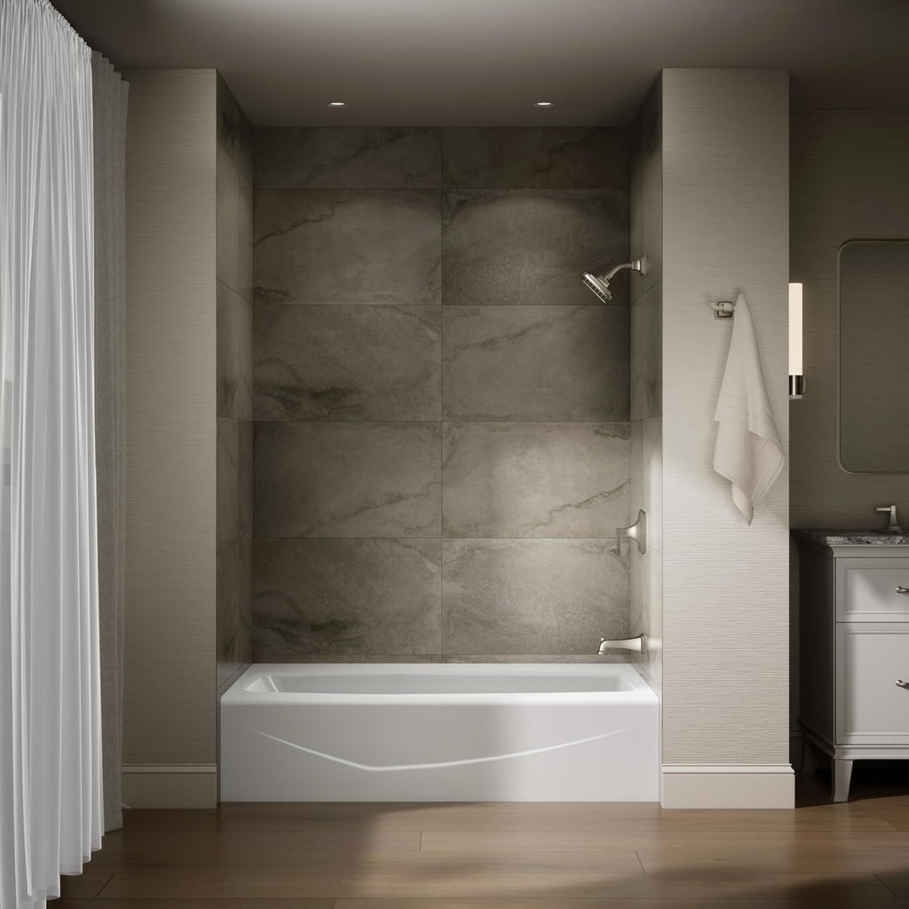 Kohler K-714-0 Villager Bath with 4-Inch Ledge and Right-Hand Drain, Cast Iron, White