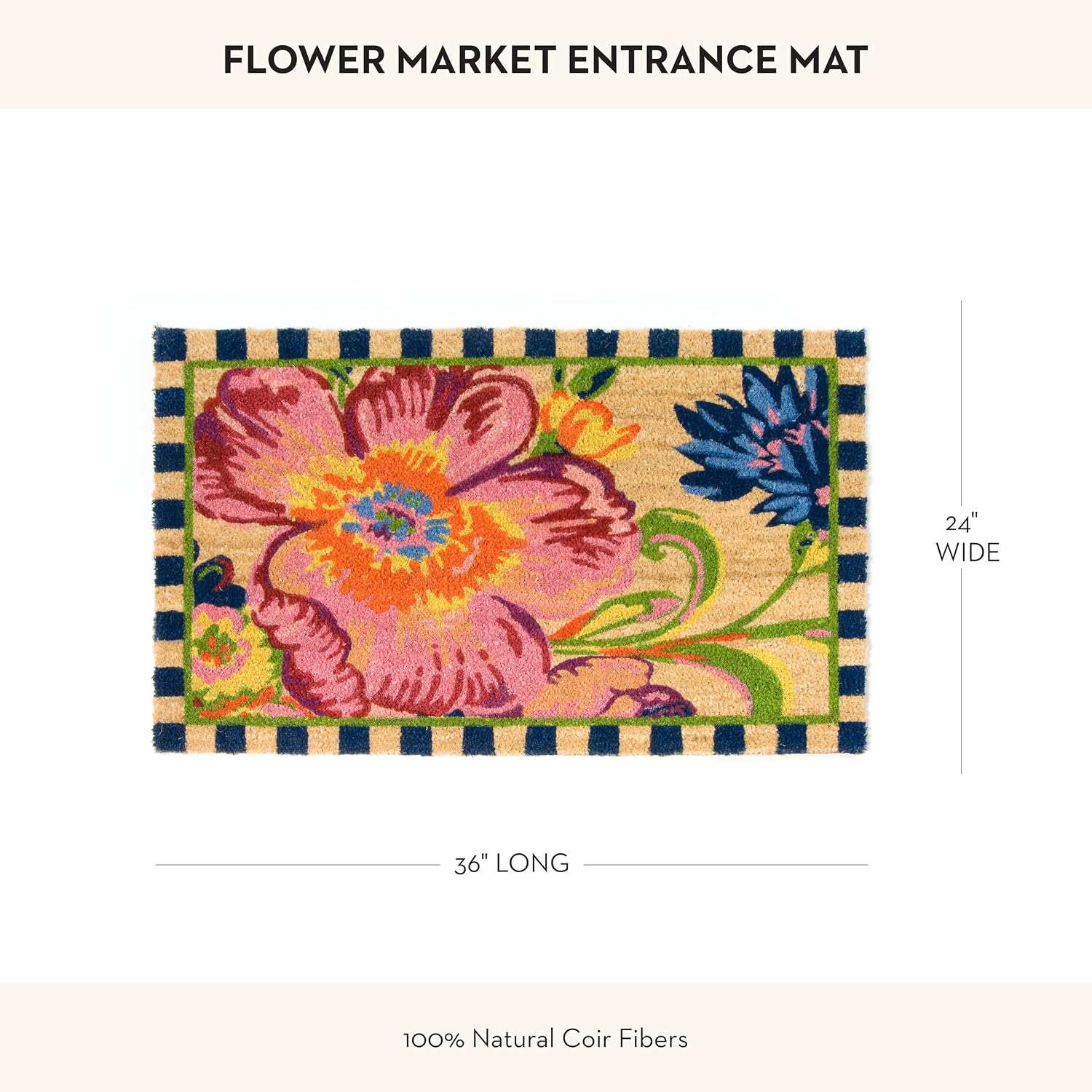 MACKENZIE-CHILDS Entrance Mat, Decorative Outdoor Front-Door Mat, Coir Doormat, Flower Market