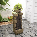 YZM 42.72' H Modern Stacking Bricks Water Fountain Outdoor Cascading Waterfall Fountains with Led Lights for Gardens Landscaping Patios Balconies and Lawns Decor for Outside