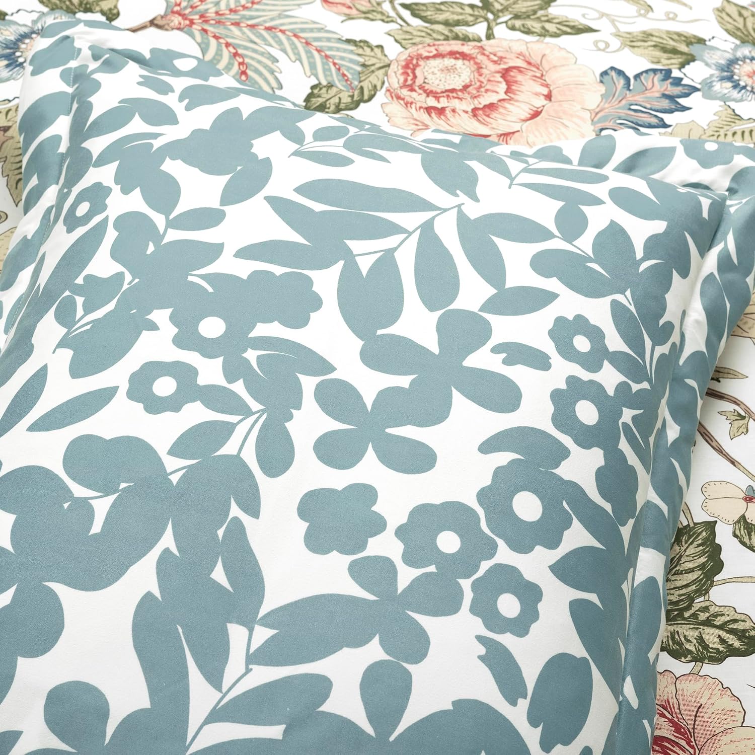 Lush Decor Sydney Floral Reversible Comforter Queen Size 3 Piece Set Full/Queen Green & Blue - Floral Bedding Set Queen Comforter Floral - Vintage Decor