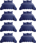 IR Imperial Rooms 8 Pack Quilt King Size Bedding (106' x 96') - Bulk Wholesale for Hotels, Guest Bedroom & Airbnbs - Lightweight Microfiber Reversible Embossed Quilts Bedspread (Navy)