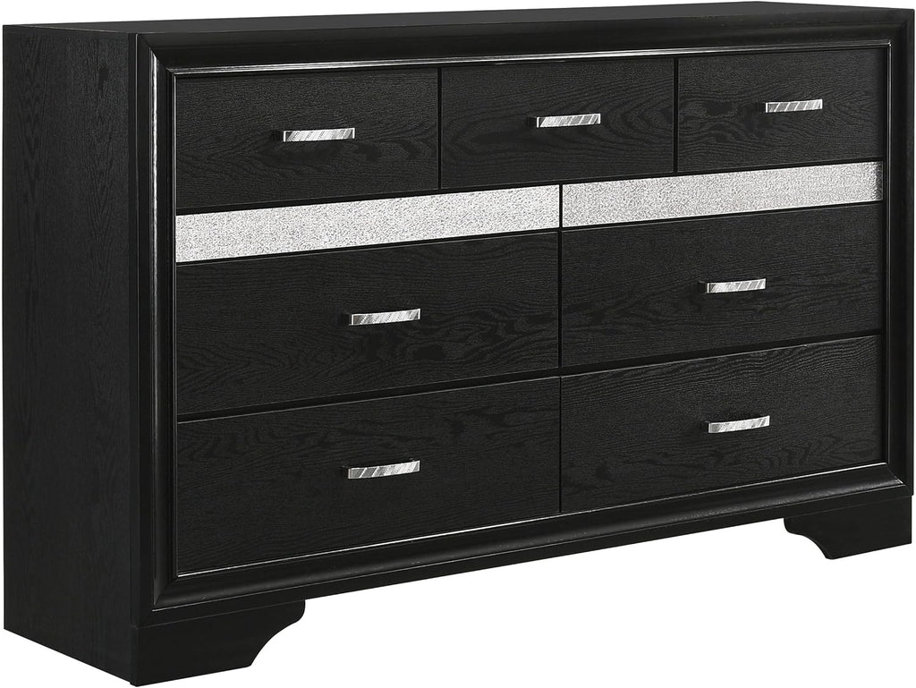 Coaster Home Furnishings Miranda Contemporary 4-Piece Bedroom Set Full Size Storage Panel Bed Frame 50-inch Headboard Black 206361F-S4