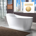 WOODBRIDGE 67' Acrylic Freestanding Bathtub Contemporary Soaking Tub with Brushed Gold Overflow & Drain,White,BTA-1508/B-0001-BG
