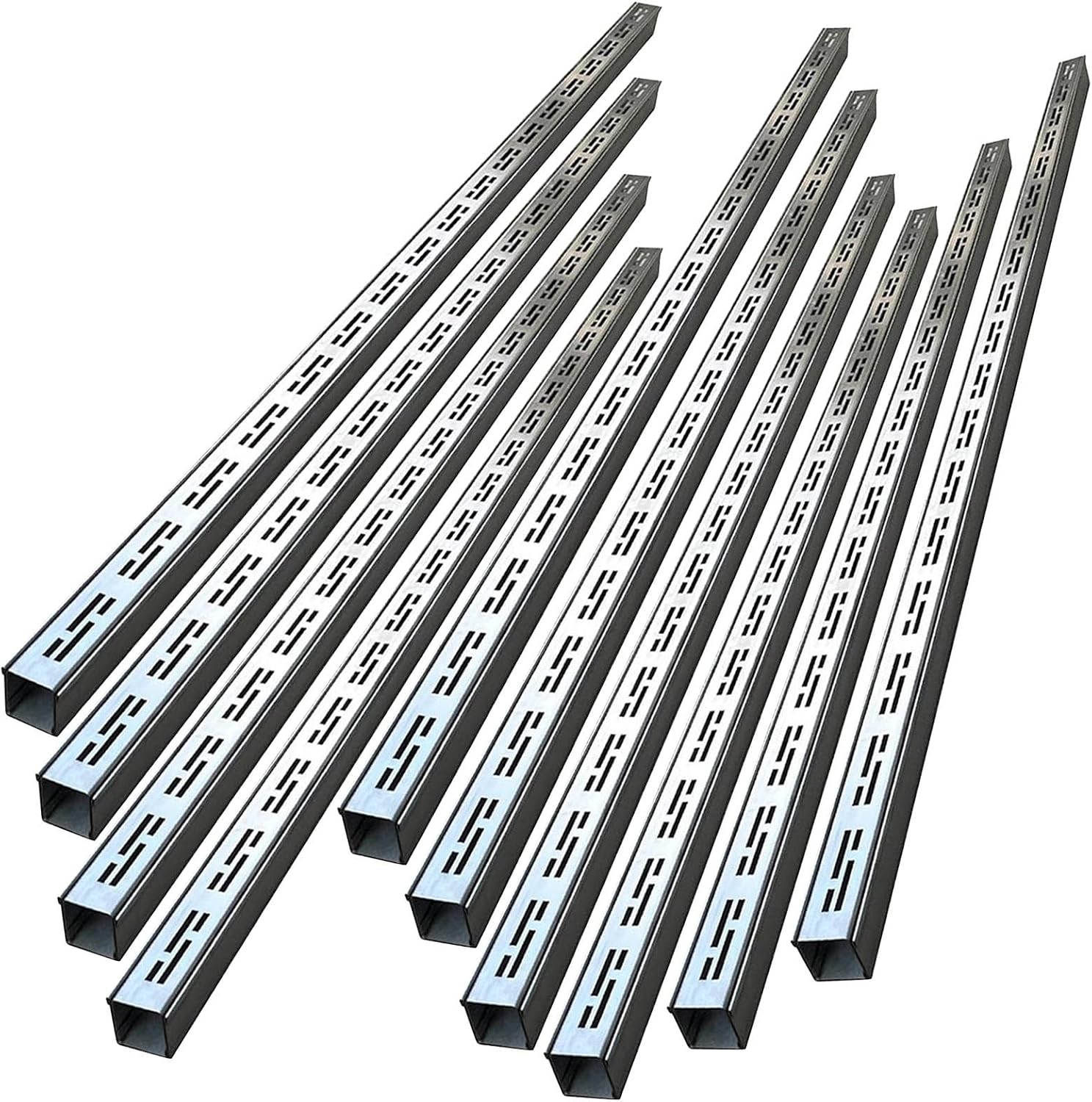 French Drain Kit Under Ground Drainage System, 2 Inch Outside Trench Drains for Concrete Driveways Walkway/ Slim Patio Drainage Gutter Pit, Stainless Steel Floor Drain Trough with Grate/ Grating(Silve
