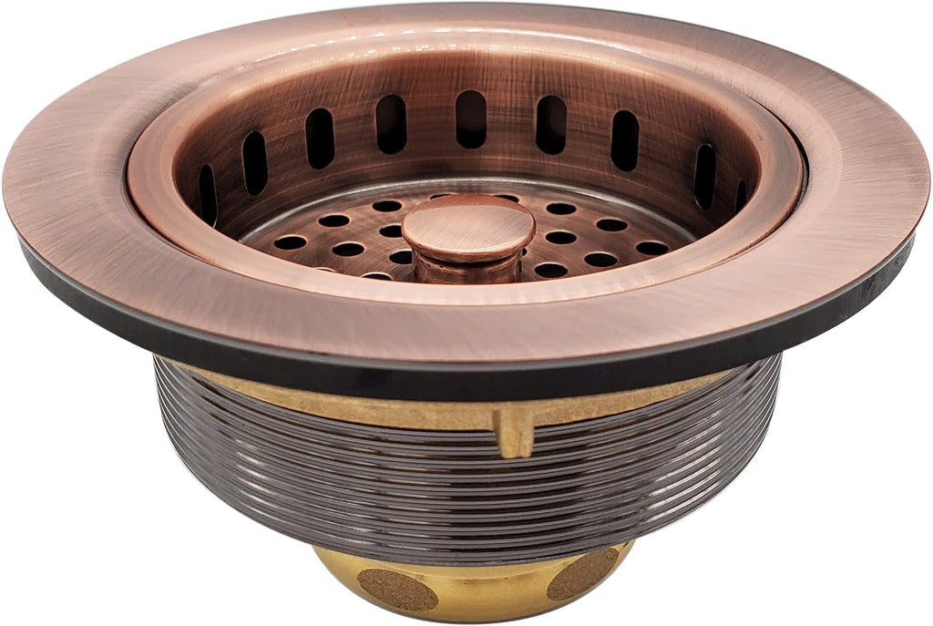 Westbrass D214-50-11 3-1/2' Post Style Large Kitchen Sink Basket Strainer, Antique Copper (50-Pack)