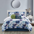 Grand Avenue Blue/Purple California King Comforter Set, 7 Piece, Ultra Soft, Premium Microfiber, Bedskirt, Pillows & Shams