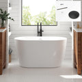 FerdY 47' Bali Acrylic Freestanding Bathtub, Gracefully Shaped Freestanding Soaking Bathtub, cUPC Certified, Toe-Tap Matte Black Drain and Minimalist Linear Design Overflow Included