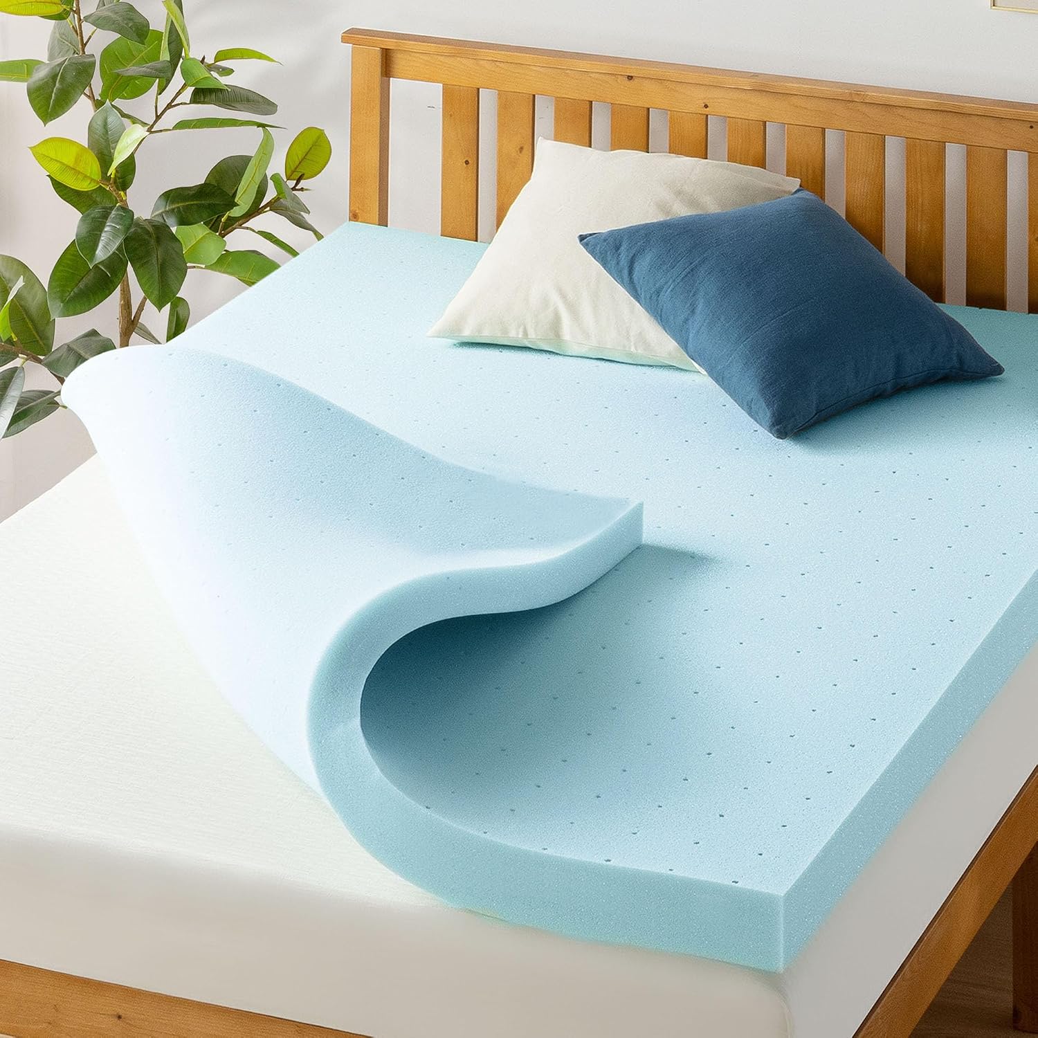 Best Price Mattress 4 Inch Ventilated Memory Foam Mattress Topper, Cooling Gel Infusion, CertiPUR-US Certified, Dorm Essentials, King