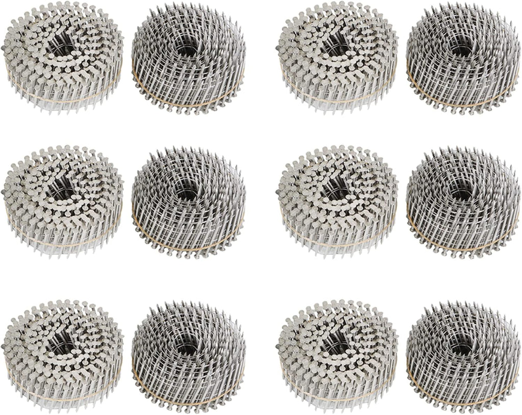 marddpair 3600 Count 2-Inch x .090-Inch 15-Degree Ring Shank Stainless Steel Siding Nails Collated Wire Coil for Wood Siding or Fencing