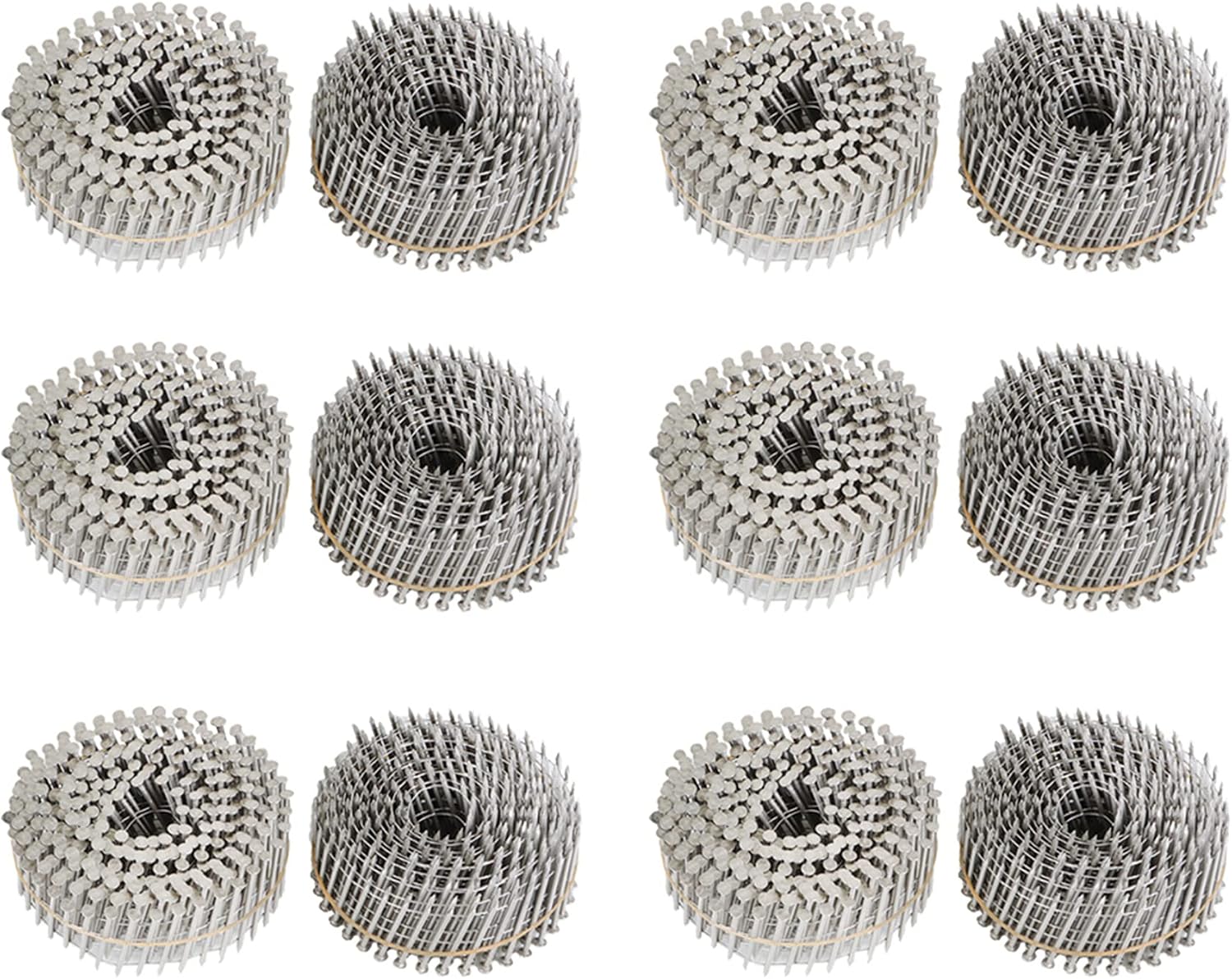 marddpair 3600 Count 2-Inch x .090-Inch 15-Degree Ring Shank Stainless Steel Siding Nails Collated Wire Coil for Wood Siding or Fencing