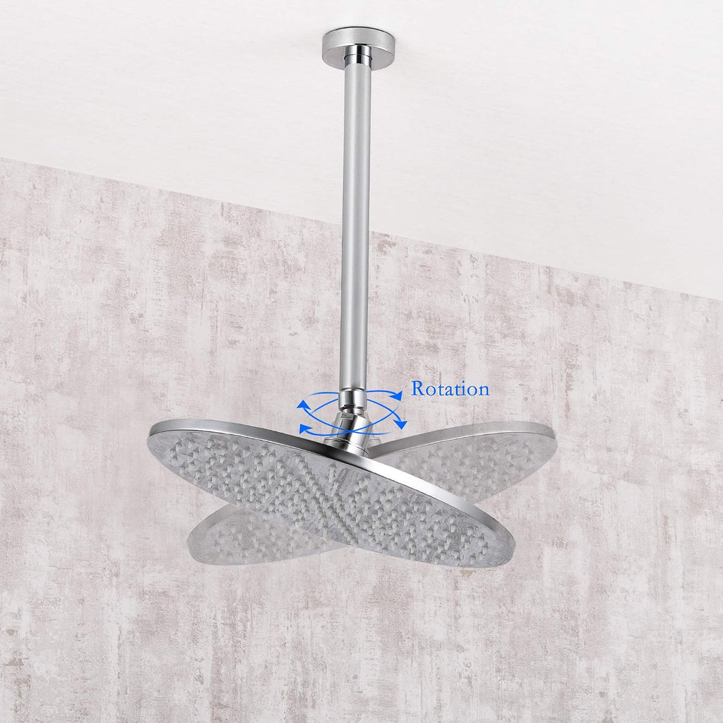 LED Shower Faucet Set Complete Bathtub Combo withy Spray Bathroom 8 Inch Ceiling Round Rain Shower Fixture with Handheld Kit