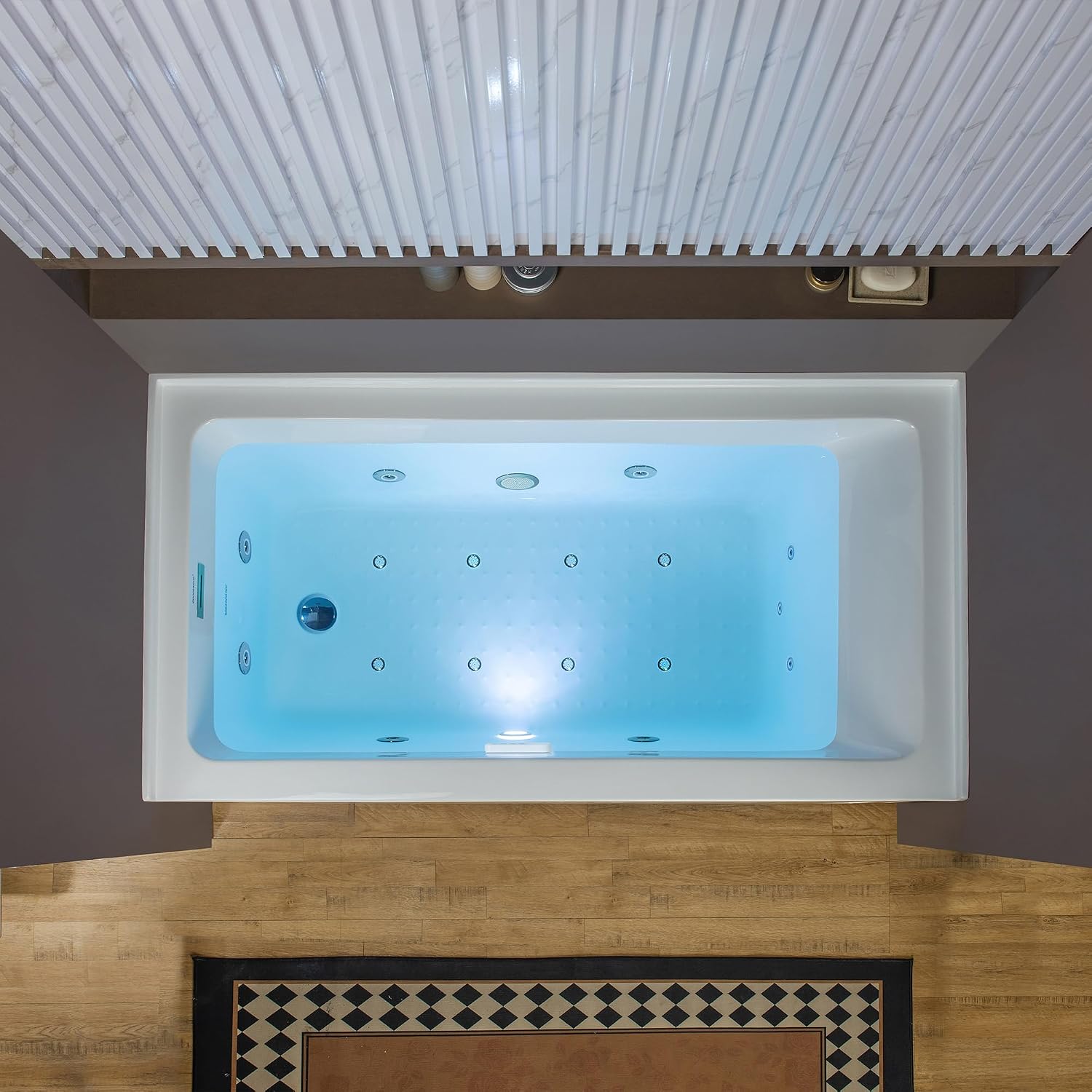 WOODBRIDGE 60' x 30' Alcove Acrylic Rectangular Whirlpool and Air Heated Tub in White with Left Drain, Polished Chrome Finish Trim and Drain Kit Included, DF501-L-CH01